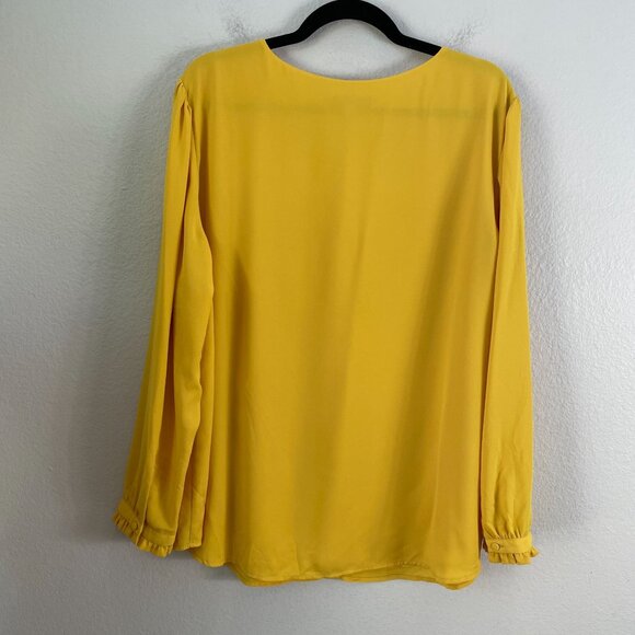 Loft Plus Size 20 Button Front Yellow Blouse Long Sleeve V Neck Shirt Top - Picture 9 of 9